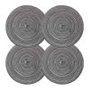 4 Pcs Tea Time Round Braided Table Mats Dining Kitchen Linen Table Mats Indoor Outdoor Ramie Placemats 7 inch, Grey