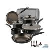 Farberware Easy Clean 22 Piece Nonstick Cookware Pots and Pans Set, Black