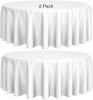 2 Pack 108 inch Round Premium Tablecloths for Wedding Banquet Restaurant 200 GSM Washable Fabric Table Cloth White