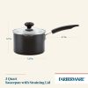 Farberware 3-Quart Aluminum Non-Stick Straining Saucepan With Lid, Black