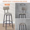 Bar Table Set with 4 Bar stools PU Soft seat with backrest, Grey, 47.24'' L x 23.62'' W x 35.43'' H