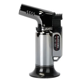 Culinary Butane Torch Lighter Refillable Blow Torch Adjustable Flame Kitchen Cooking BBQ Torch (Gas Not Included) (Color: Black)