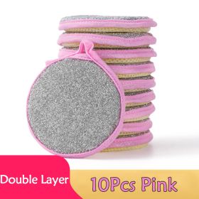 5/10pcs; Double Side Dishwashing Sponge Pan Pot Dish Wash Sponges Household Cleaning Tools Kitchen Tableware Dish Washing Brush (Color: 10Pcs Pink)