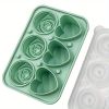 1pc Ice Cube Tray; Rose Flower And Heart Shaped Ice Cube Mold; Food Grade Silicone Ice Ball Maker; Kitchen Tools; Kitchen Supplies